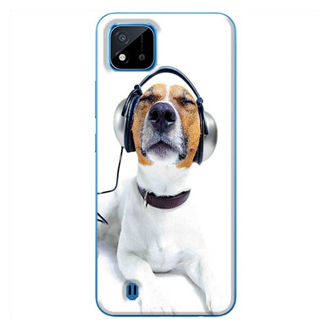 Etui na Realme C11 2021 - Pies ze słuchawkami
