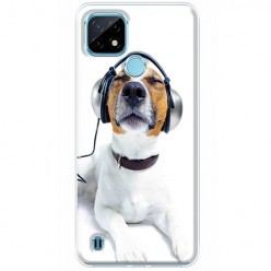 Etui na Realme C21 - Pies ze słuchawkami