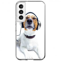 Etui na Samsung Galaxy S22 5G - Pies ze słuchawkami