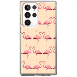 Etui na Samsung Galaxy S22 Ultra 5G - Różowe flamingi