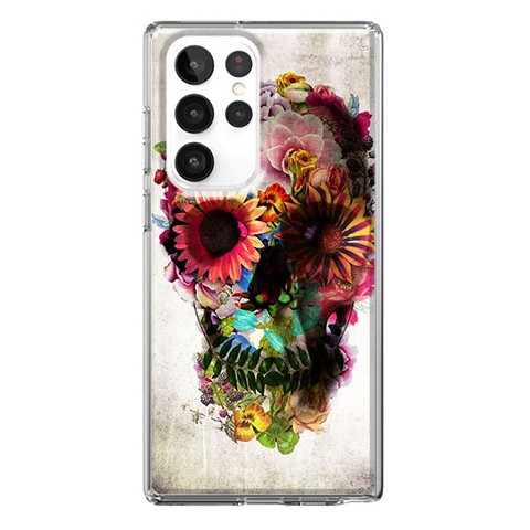 Etui na Samsung Galaxy S22 Ultra 5G - Kwiatowa czaszka