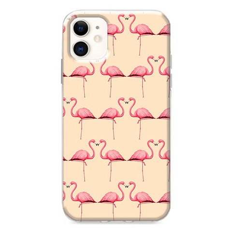 Etui na iPhone 12 - Różowe flamingi