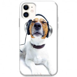 Etui na iPhone 12 - Pies ze słuchawkami