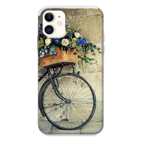 Etui na iPhone 12 - Rower z kwiatami