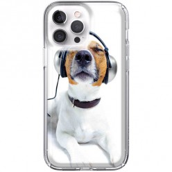 Etui na iPhone 13 Pro - Pies ze słuchawkami