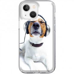 Etui na iPhone 13 Mini - Pies ze słuchawkami