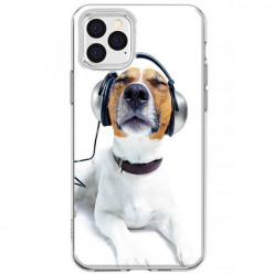Etui na iPhone 12 Pro - Pies ze słuchawkami