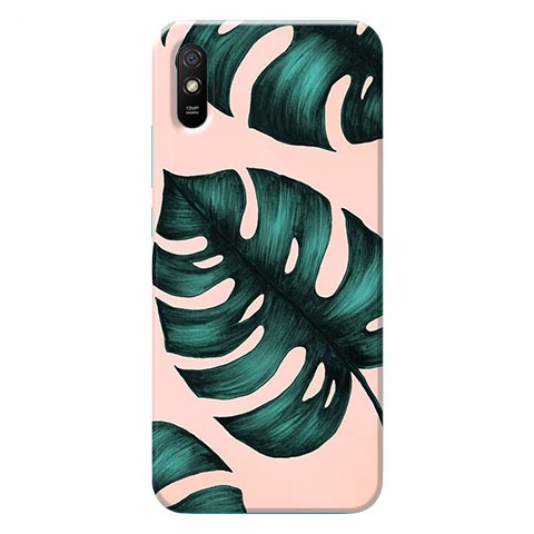 Etui na Xiaomi Redmi 9A - Zielone liście monstery