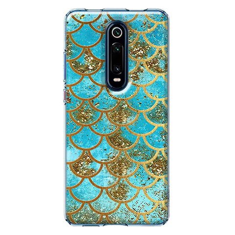 Etui na Xiaomi Mi 9T / Mi 9t Pro - Niebieskie łuski brokatowe