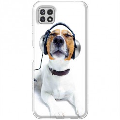 Etui na Samsung Galaxy A22 5G - Pies ze słuchawkami