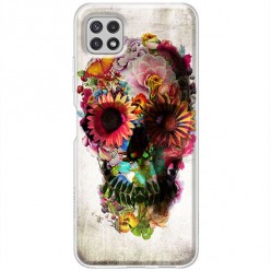 Etui na Samsung Galaxy A22 5G - Kwiatowa czaszka