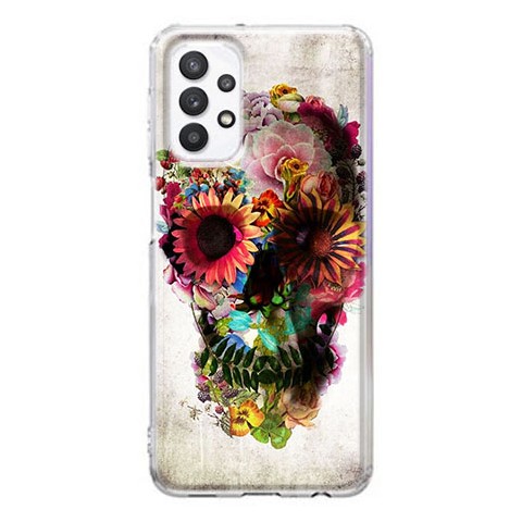 Etui na Samsung Galaxy A32 5G - Kwiatowa czaszka