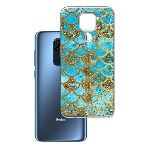 Etui na Xiaomi Redmi Note 9 - Niebieskie łuski brokatowe