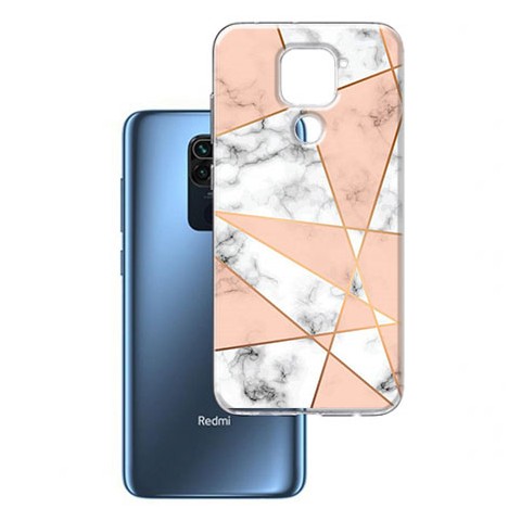 Etui na Xiaomi Redmi Note 9 - Różowe trojkąty marmurowe