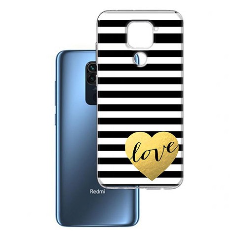 Etui na Xiaomi Redmi Note 9 - Złote serduszko LOVE