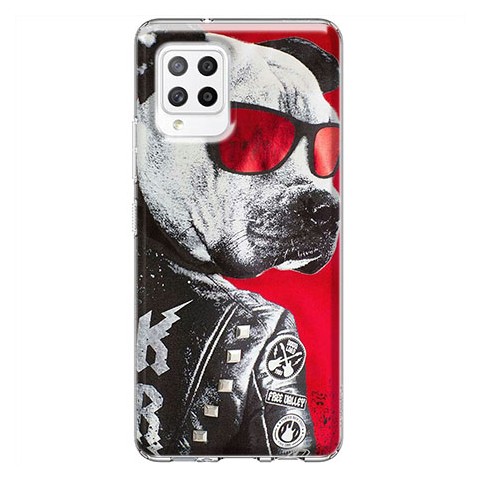 Etui na Samsung Galaxy A42 5G - Rockowy Pies w okularach