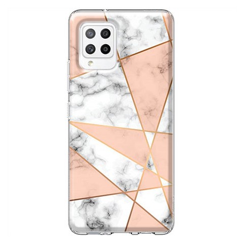 Etui na Samsung Galaxy A42 5G - Różowe trojkąty marmurowe