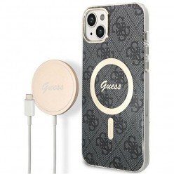 Oryginalny Zestaw GUESS GUBPP14MH4EACSK do iPhone 14 Plus (Bundle Pack Magsafe: Case + Charger / 4G / Złoty - Czarny)