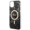 Oryginalny Zestaw GUESS GUBPP14SHMEACSK do iPhone 14 (Bundle Pack Magsafe: Case + Charger / IMG Marble / Złoty - Czarny)