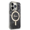 Oryginalny Zestaw GUESS GUBPP14LHMEACSK do iPhone 14 Pro (Bundle Pack Magsafe: Case + Charger / IMG Marble / Złoty - Czarny)