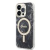 Oryginalny Zestaw GUESS GUBPP14XHMEACSK do iPhone 14 Pro Max (Bundle Pack Magsafe: Case + Charger / IMG Marble / Złoty - Czarny)