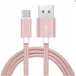 Pleciony Kabel do Szybkiego Ładowania telefonu USB - C Ładowarka - Różowy
