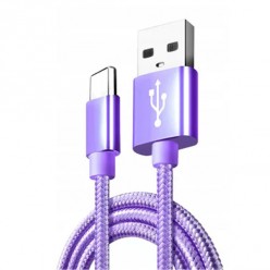 Pleciony Kabel do Szybkiego Ładowania telefonu USB - C Ładowarka - Fioletowy