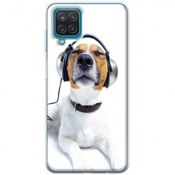Etui na Samsung Galaxy A12 - Pies ze słuchawkami
