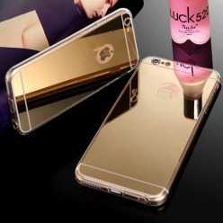 Silikonowe etui lustrzane mirror do iPhone 6 / 6s - złoty.