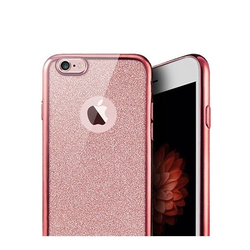Platynowane etui na iPhone 6 / 6s silikon SLIM Brokat - różowy.