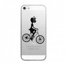 Silikonowe etui z nadrukiem na iPhone SE - Kobieta na rowerze.