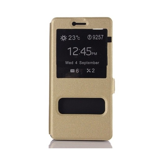 Etui z klapką Quick View na Huawei P9 Lite - złoty.
