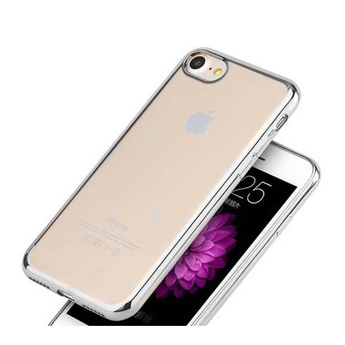 Platynowane etui na iPhone 7 silikon SLIM - srebrny.