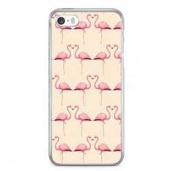 Etui na telefon iPhone 5 / 5s - różowe flamingi.