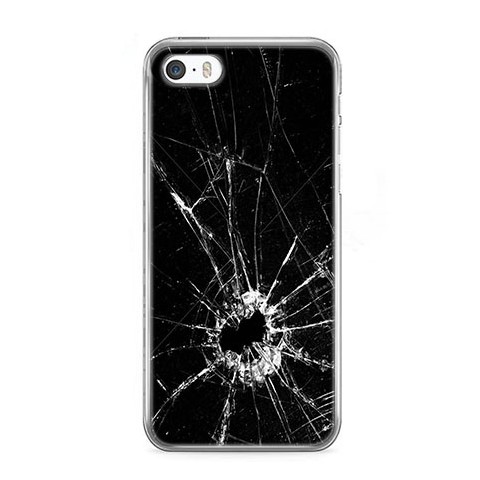 Etui na telefon iPhone 5 / 5s - czarna rozbita szyba.