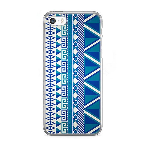 Etui na telefon iPhone 5 / 5s - niebieski wzór aztecki.