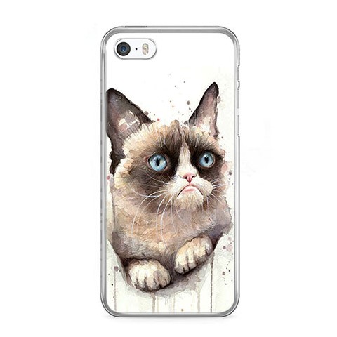 Etui na telefon iPhone 5 / 5s - kot zrzęda watercolor.