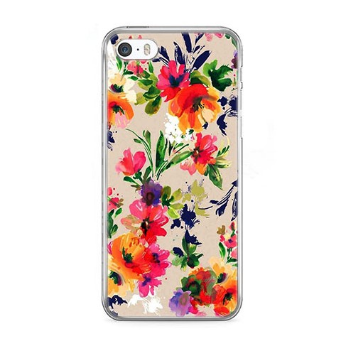 Etui na telefon iPhone 5 / 5s - kolorowe kwiaty.