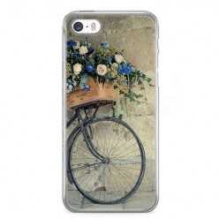Etui na telefon iPhone 5 / 5s - rower z kwiatami.