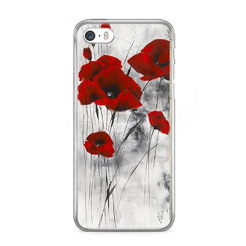 Etui na telefon iPhone 5 / 5s - czerwone kwiaty maki.