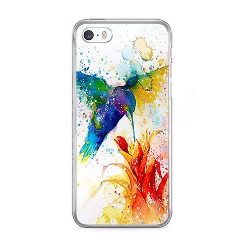 Etui na telefon iPhone 5 / 5s - niebieski koliber watercolor.