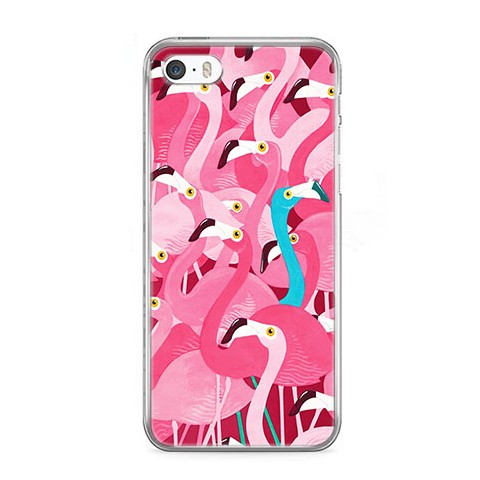 Etui na telefon iPhone 5 / 5s - różowe ptaki flaming.