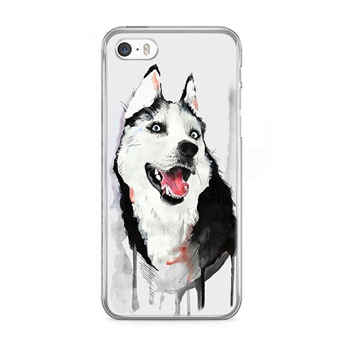 Etui na telefon iPhone 5 / 5s - pies Husky watercolor.