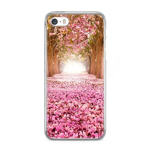 Etui na telefon iPhone 5 / 5s - różowe liście w parku.
