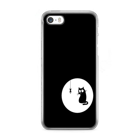 Etui na telefon iPhone 5 / 5s - czarny kotek.