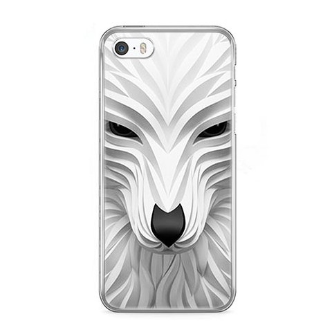 Etui na telefon iPhone SE - biały wilk 3d.