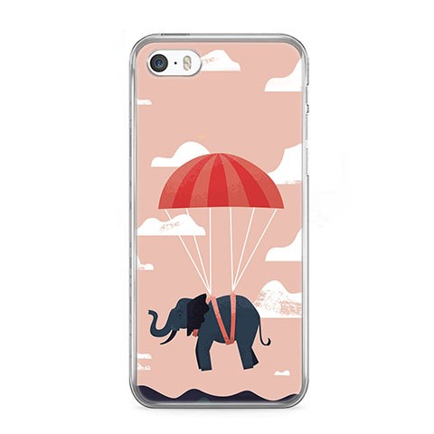 Etui na telefon iPhone SE - słoń na spadochronie.