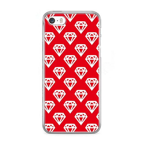 Etui na telefon iPhone SE - czerwone diamenty.
