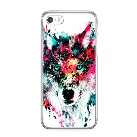 Etui na telefon iPhone SE - głowa wilka watercolor.