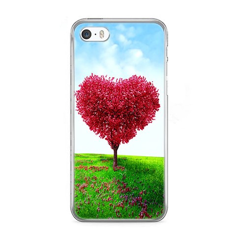 Etui na telefon iPhone SE - serce z drzewa.